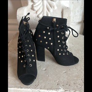 Giuseppe Zanotti black suede lace up booties